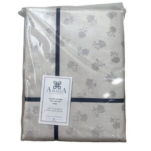 AMALIA HOME COLLECTION LILI FLORAL JACQUARD SILK BLEND DUVET COVER KING SIZE‎